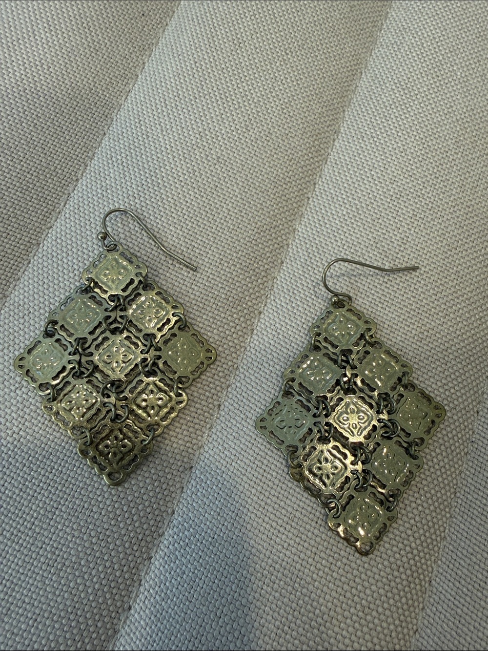 Silver-Tone Filigree Lattice Drop Earrings - Women Jewelry